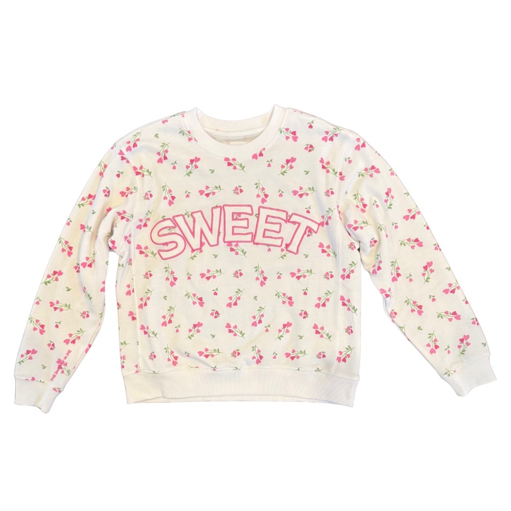 iScream x Theme White and Pink Sweet Floral Sweatshirt Girls size Large NWT
